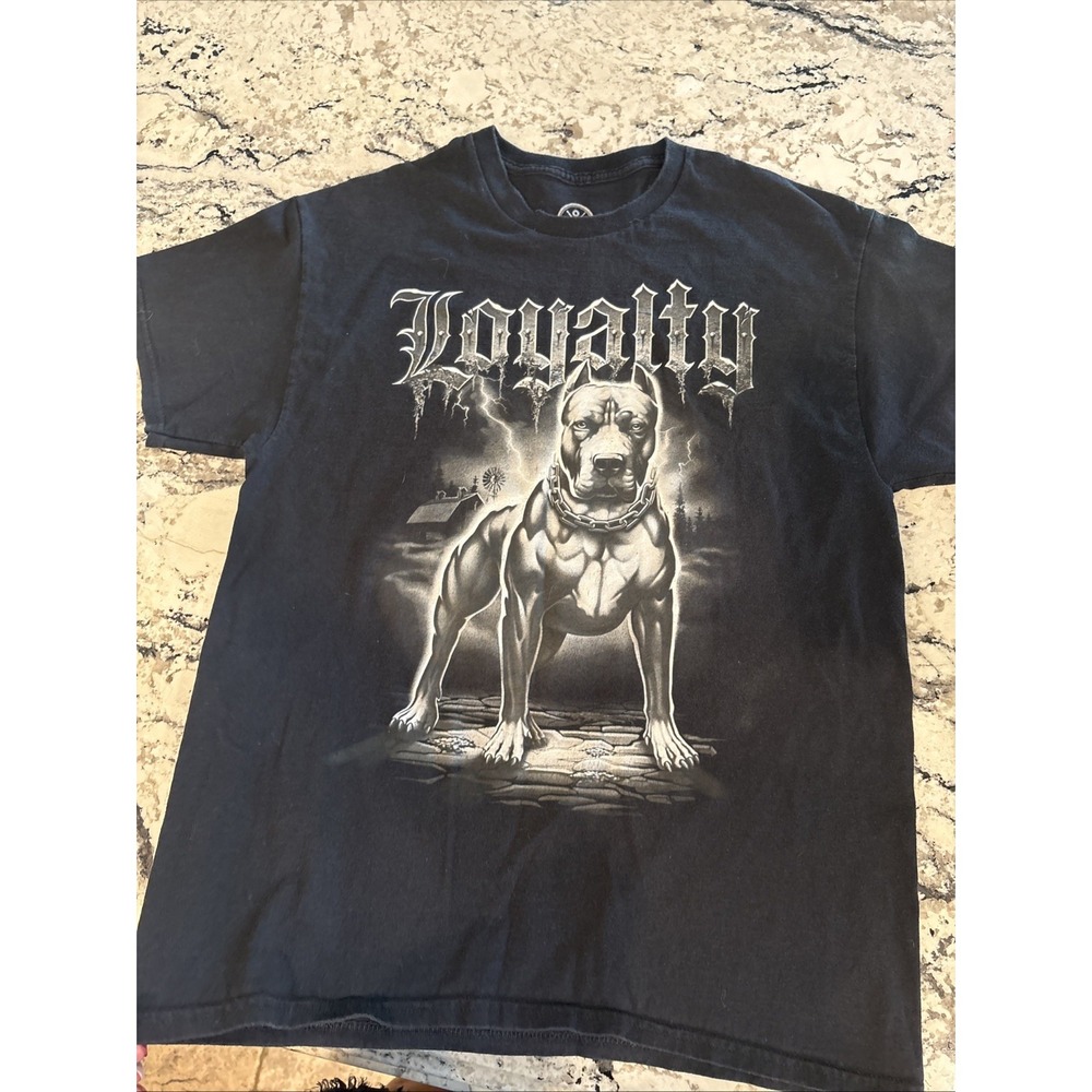 Humor Men's Loyalty Tough Dog Cotton Graphic Tee, Black Size L - Picture 1 of 3